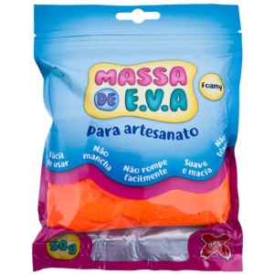 MASSA DE E.V.A FOAMY PARA ARTESANATO 50G LARANJA MAKE+