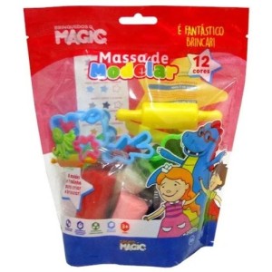 MASSA DE MODELAR 300G 12 CORES GRUPO MAGIC