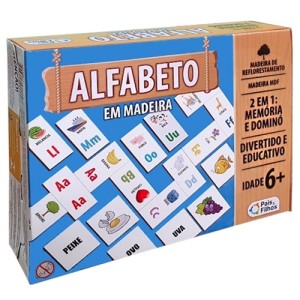 JOGO ALFABETO 2 EM 1 MEMÓRIA E DOMINÓ MADEIRA PAIS & FILHOS