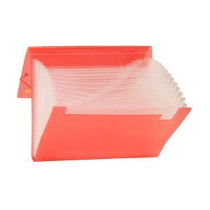 PASTA SANFONADA A4 C/ 12 DIVISÕES TRANSPARENTE VERMELHO YES