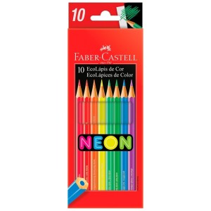 LÁPIS DE COR SEXTAVADO 10 CORES NEON FABER-CASTELL