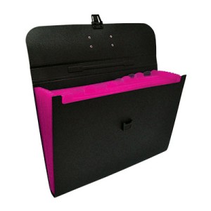 MALETA SANFONADA OF. 12 DIV.-PRETO E ROSA DAC