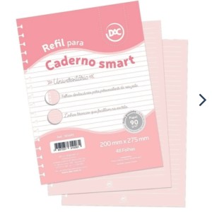 REFIL PARA CADERNO UNIV SMART ROSA C/48FLS DAC