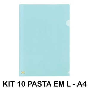 PASTA EM L A4 BREEZE AZUL PASTEL 10 UNID DAC.