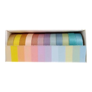 FITA ADESIVA DECORADA WASHI TAPE PASTEL COM 12 CORES