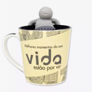 CANECA PORCELANA INFUSOR 350ML MELHORES MOMENTOS ZONA CRIATIVA