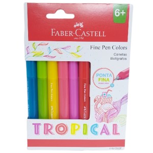 CANETA FINE PEN COLORS TROPICAL COM 6 CORES FABER CASTELL