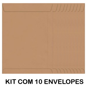KIT COM 10 ENVELOPE SACO KRAFT 162MMX229MM