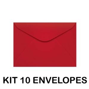 KIT 10 ENVELOPES COLORIDO 72X108MM VERMELHO