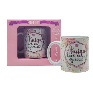 CANECA CERÂMICA AMIGA ESPECIAL 330ML GOLDEN MAYA