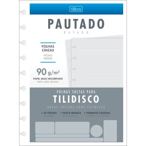 REFIL TILIDISCO COLEG FLS CINZAS PAUTA BRANCA 50FLS TILIBRA