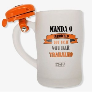 CANECA COM CAMPAINHA HOJE EU VOU DAR TRABALHO – ZONACRIATIVA