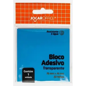 BLOCO ADESIVO TRANSPARENTE AZUL 76MMX76MM 50FLS JOCAR
