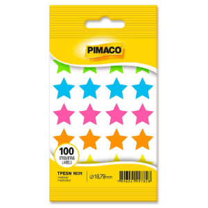 ETIQUETA LISA COM FORMAS ESTRELA TP-18 NEON C/100 PIMACO