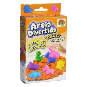 AREIA DIVERTIDA DE MODELAR POCKET ANIMAIS 150G DM TOYS