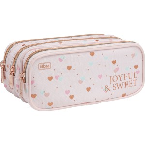 ESTOJO TRIPLO GRANDE ACADÉMIE CORAÇÃO METALIZADO TILIBRA