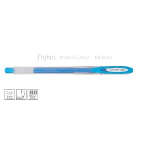 CANETA SIGNO ANGELIC COLOUR AZUL PASTEL UNIBALL MITSUBISHI