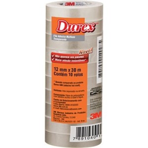 FITA ADESIVA DUREX TRANSPARENTE 12X30M 10 ROLOS PEQUENO - 3M