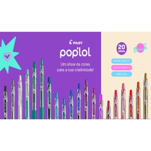 CANETA GEL RETRÁTIL POP'LOL 0.7 METALLIC BLUE PILOT