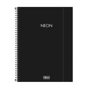 CADERNO ESPIRAL CAPA PLAST UNIV 1M NEON PRETO 80FLS TILIBRA
