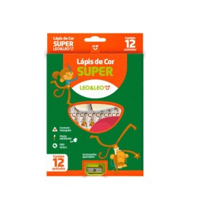 LÁPIS DE COR SUPER TRIANGULAR JUMBO 12 CORES LEO&LEO