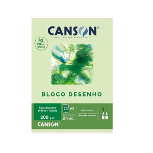 BLOCO DESENHO BRANCO A3 200G 20FLS CANSON