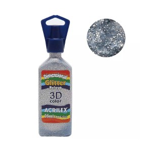 TINTA DIMENSIONAL GLITTER RELEVO 3D PRATA 202 ACRILEX