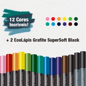 ECOLAPIS DE COR SUPERSOFT 12 CORES + 2 FABER-CASTELL