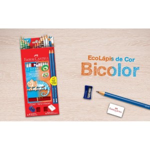 ECOLÁPIS DE COR BICOLOR 12 LÁPIS 24 CORES KIT FABER-CASTELL