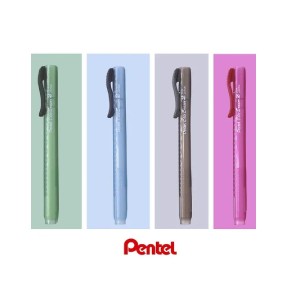 CANETA BORRACHA  CLIC ERASER TRANSPARENTE ROSA PENTEL