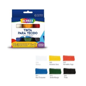 TINTA PARA TECIDO 6 CORES 15ML ART TEEN ACRILEX