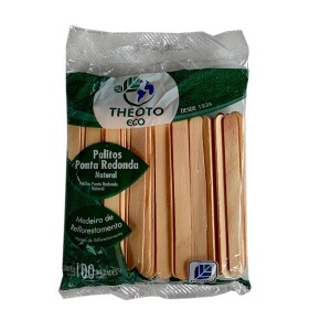 PALITO DE SORVETE PONTA REDONDA THEOTO 100 UNIDADES