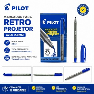 MARCADOR PARA RETRO PROJETOR AZUL 2.0MM CAIXA 12UNIDS PILOT