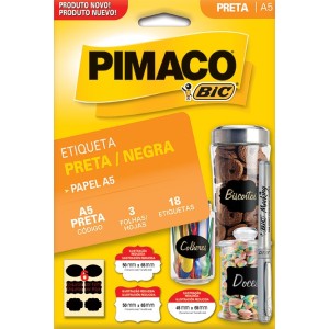 PAPEL A5 ETIQUETA PRETA ESPECIAL 18 UN 3 FOLHAS PIMACO
