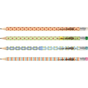 KIT 4 LÁPIS PRETO HB C/ BORRACHA COLLECTION VINTAGE TRIS