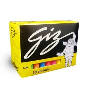 GIZ ESCOLAR PLASTIFICADO ANTIALÉRGICO COLORIDO 50 UN CALAC