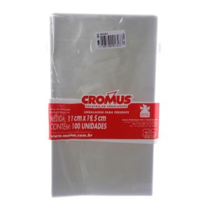 PACOTE DE SACO TRANSPARENTE 11X19,5CM COM 100 UNIDADES CROMUS