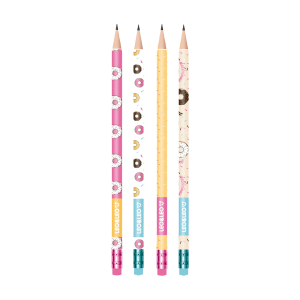 KIT 4 LÁPIS COM BORRACHA HB DONUT LEO&LEO