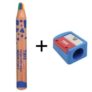 LÁPIS COR RAINBOW JUMBO GIGANTE + APONTADOR GIGANTE TRIS