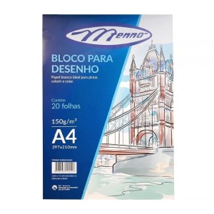 BLOCO DESENHO A4 150GRS C/ 20FLS BRANCO MENNO