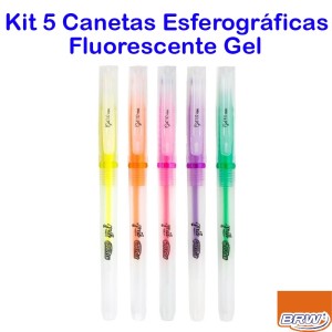 CANETA ESFEROGRÁFICA GEL FLUORESCENTE 1.0 5 CORES BRW